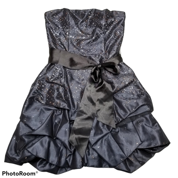 JESSICA McClintock Gunne Sax 7 Gray Glitter Tiered Mini Dress Tulle‎ Ruffles - Picture 1 of 9